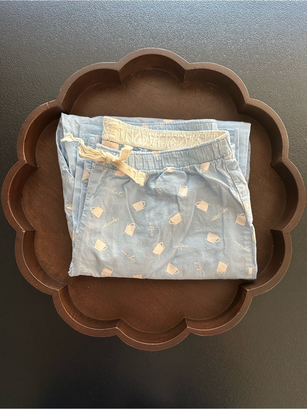 Women’s Love By Gap ~ Light Blue Pajama Pants with Coffee Print Size S